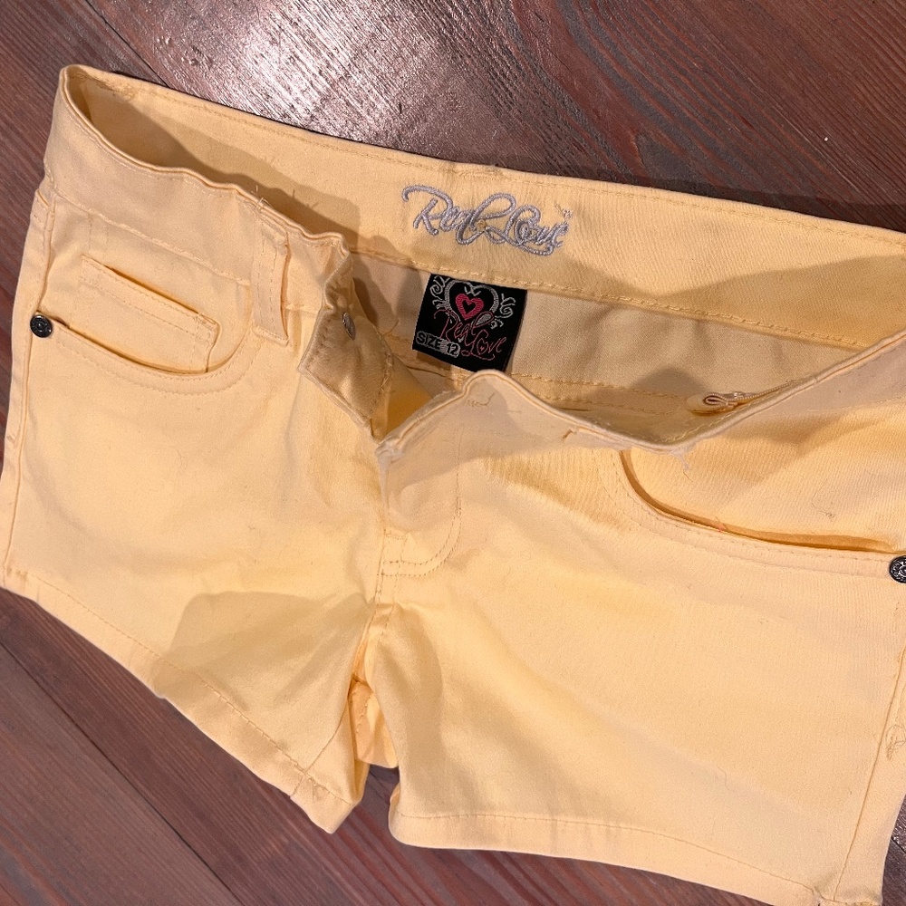 Yellow denim shorts